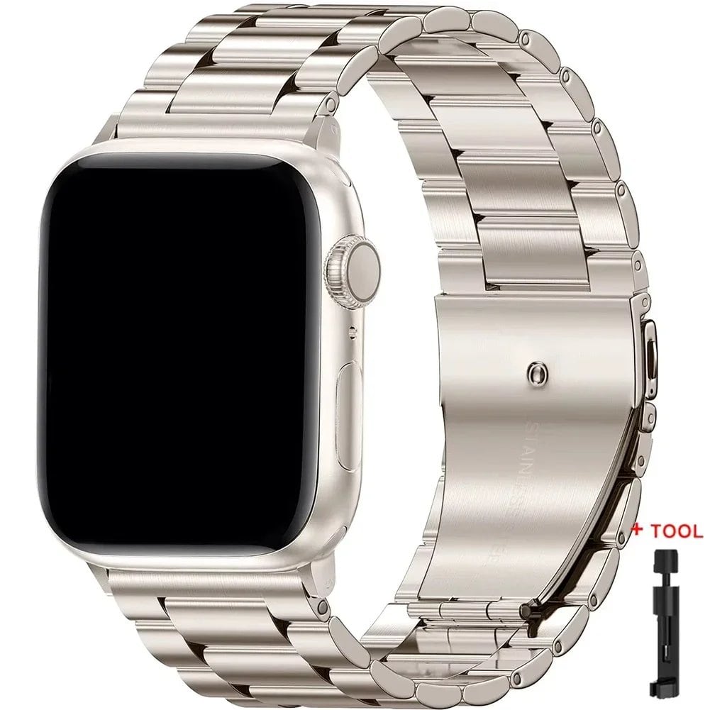 Stainless Steel Metal Band for Apple Watch Ultra 2 (49mm), S10 (46mm), 42mm, 45mm, 41mm, and 44mm - Compatible with iWatch Series 10, 9, 8, 7, SE, 6, 5, 4, and 3. Band Color: Imported