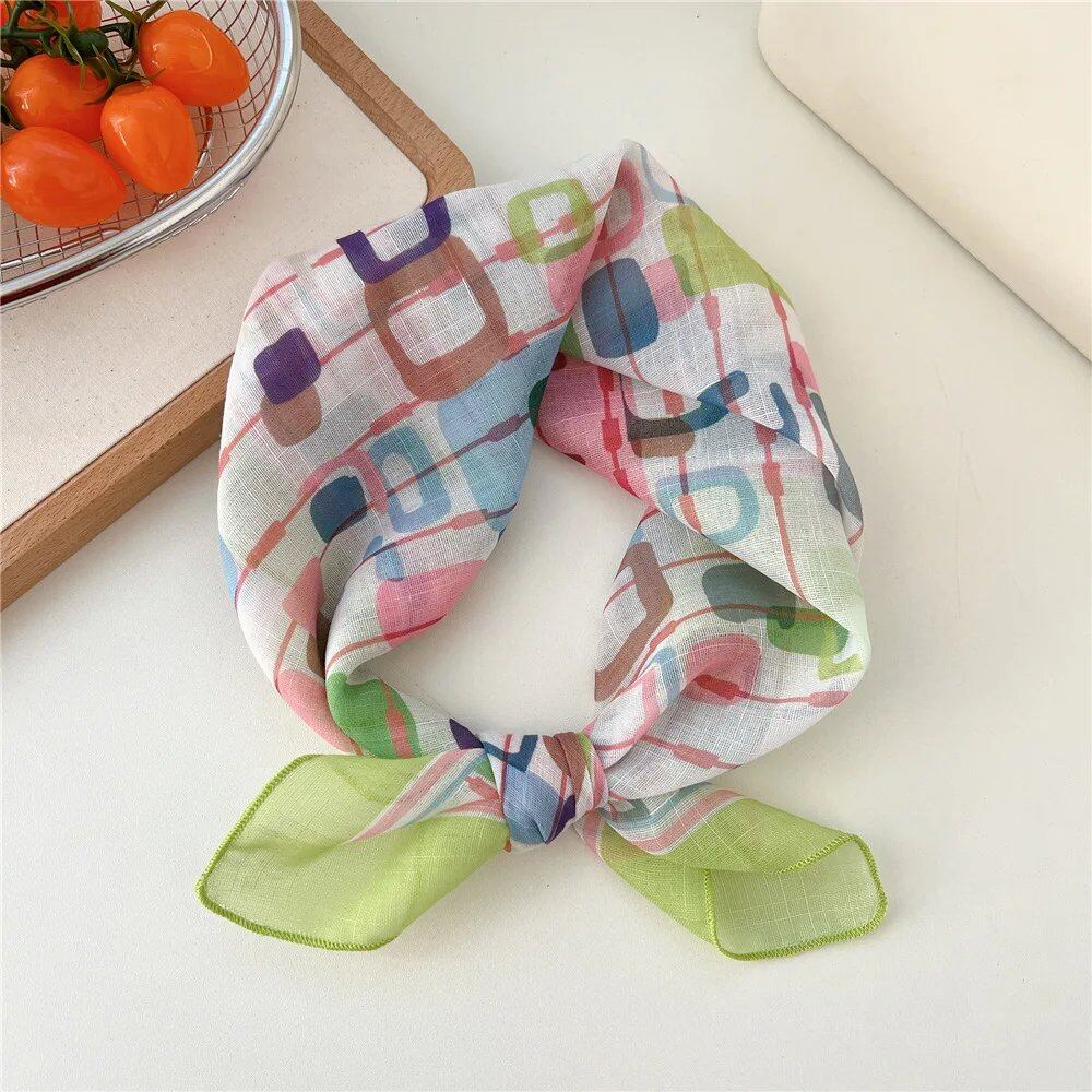 Women's Fashion Bandana Cotton Headscarf Small Hijab Floral Print Handkerchief Hair Scarf Headband Neck Scarf Size: One Size Fits Most; Parallel Import