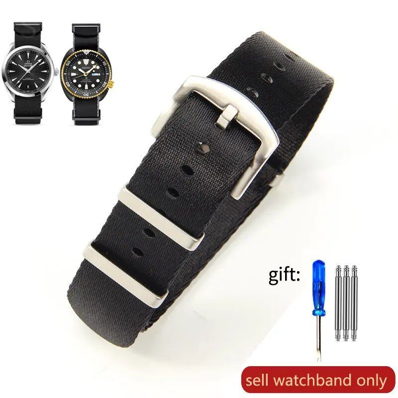 Breathable Soft Nylon Men's Watch Band for Omega 300 Ghost Party 007, Longines Conquest, Seiko, and Casio, 20mm and 22mm, Size 2, Parallel Import