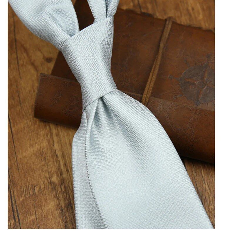 8cm Wide Premium Solid White & Brown Men's Tie, Woven Polyester with Black Ribbon, Perfect for Business, Weddings, and Parties, Cravat, Parallel Import