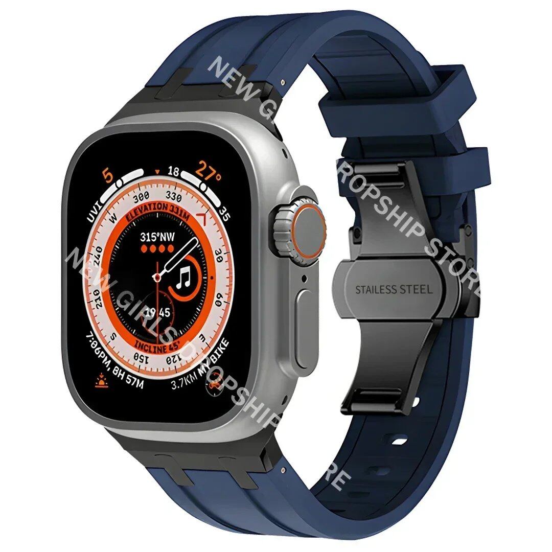 Soft Silicone Strap for Apple Watch Ultra 2/1, Series 10/9/8/7 (49mm/46mm/45mm) - Compatible with iWatch 6/5/4/SE (44mm) - Men's Rubber Band. Band Colors: 46mm, 44mm, 45mm, 49mm. Parallel Import.