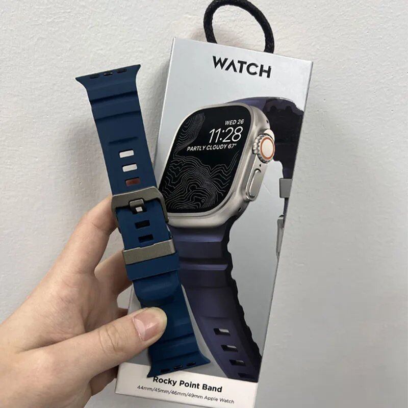 Silicone Sport Band for Apple Watch - Compatible with iWatch Ultra 2/10/9/8/7/6/5/4/3/2/1, 38mm/40mm/41mm/42mm/44mm/45mm/46mm/49mm Band Colors: Parallel Import