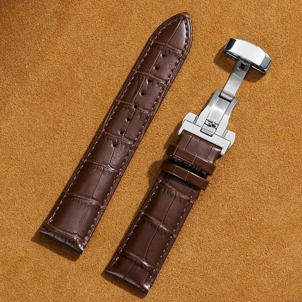 Genuine Crocodile Leather Business Watch Band Replacement for 12/14/16/17/18/20/22/24mm Watches with Butterfly Buckle, Band Color: mm, Parallel Import