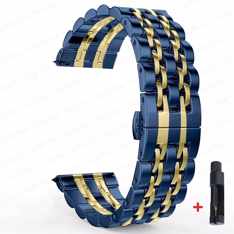 22mm and 20mm Stainless Steel Bands for Samsung Galaxy Watch 3, 4, 5 (45mm), Gear S3 (46mm and 42mm), and Active 2 (40mm and 44mm) - Compatible with Amazfit BIP 2 and GTR. Band Color: mm; Ships from: Parallel Import
