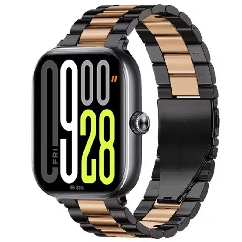 Metal Strap for Redmi Watch 5/4 - Compatible with Xiaomi Band 9 Pro / Mi Band 8 Pro, Comfortable and Breathable Replacement Wristband, Bracelet, Band Color: Black, Band Width: Parallel Import