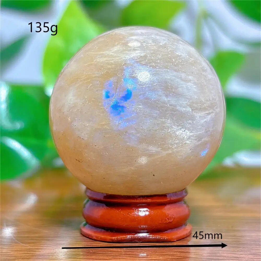 Moonstone Sphere Crystal, Natural Quartz Stone, Home Decor, Mineral, Reiki, Craft, Gift, Energy, Healing, Spiritual, Love, with Stand, Parallel Import