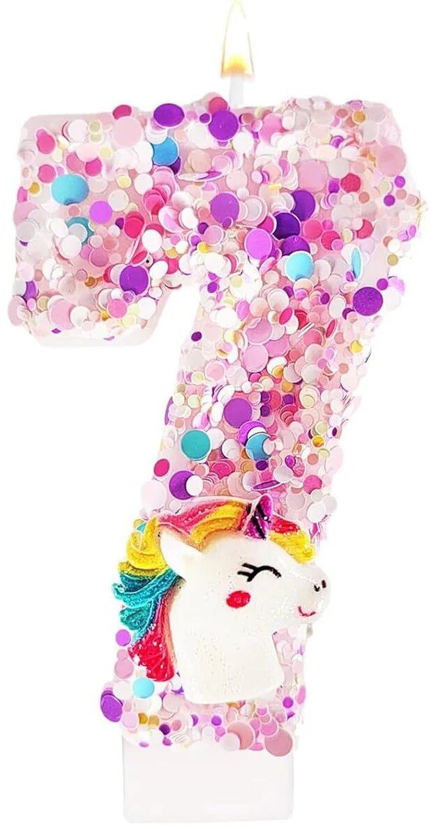 0-9 Number Birthday Candles, Happy Birthday Cake Candles, Unicorn Theme Party Supplies (Parallel Import)