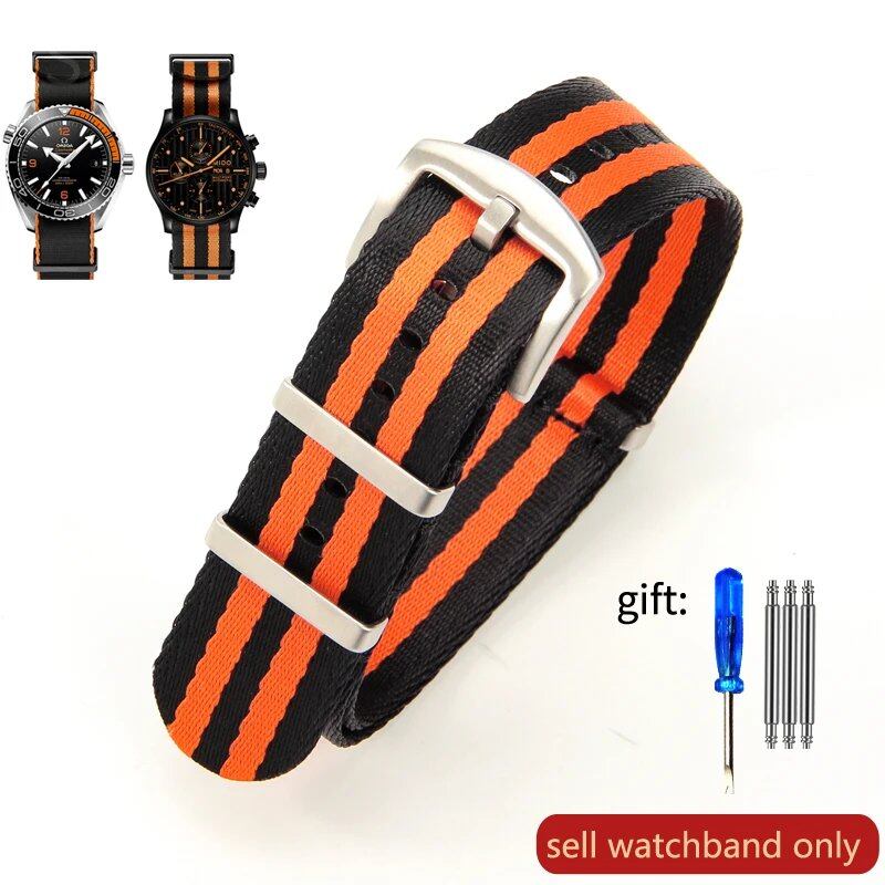 Breathable Soft Nylon Men's Watch Band for Omega 300 Ghost Party 007, Longines Conquest, Seiko, and Casio, 20mm and 22mm, Size 2, Parallel Import