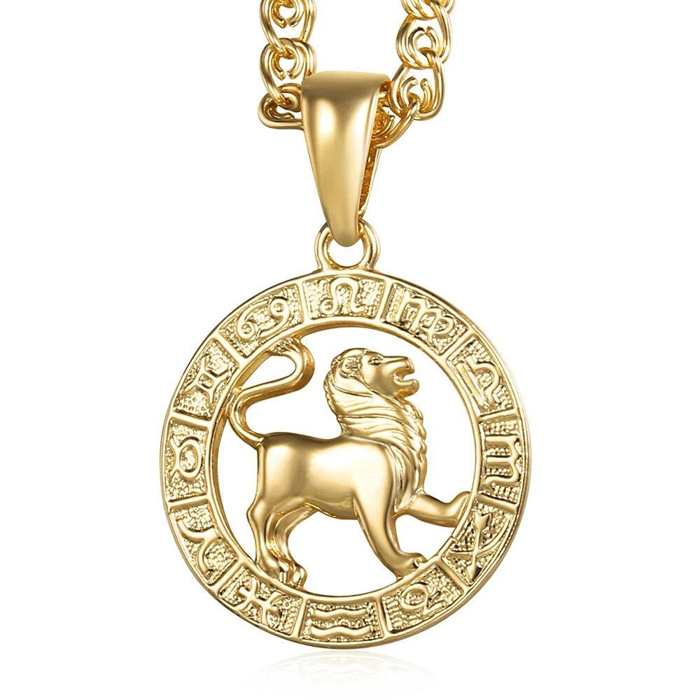 12 Zodiac Sign Charm Necklace, Gold, Snake Chain, 20 Inch, Christmas Gift, GP358, Parallel Import