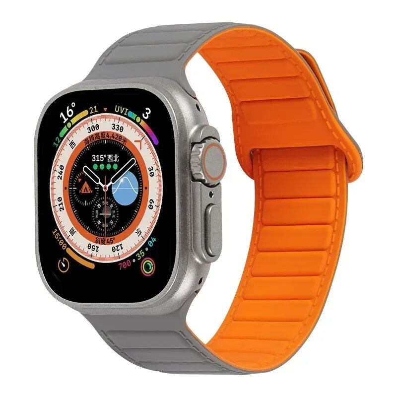Silicone band for Apple Watch (Compatible models: Ultra 2/Series 10/9/8/7/6/SE/5/4/3, Sizes: 49mm/45mm/44mm/46mm/42mm/41mm/40mm) Magnetic Strap Band Color: mm Parallel Import