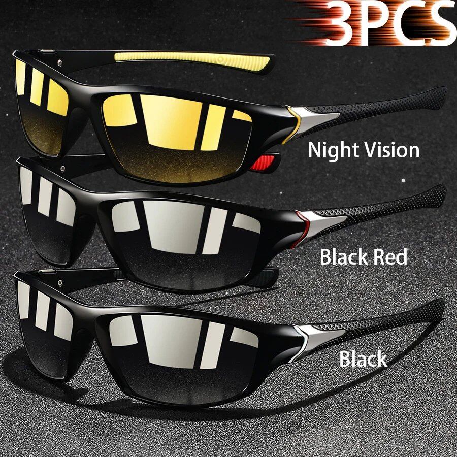 Set of 1, 2, or 3 Retro Sports Sunglasses for Men and Women, Ideal for Fishing, Running, Cycling, Climbing, and Outdoor Sports, UV400 Protection, Anti-Glare Lens Color: Parallel Import
