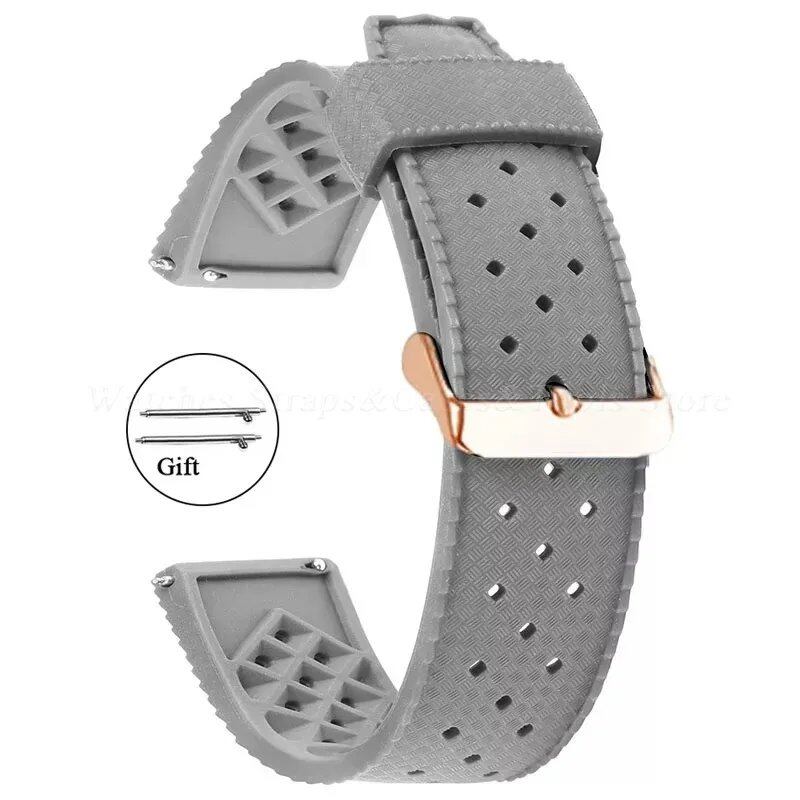 Premium-grade Tropic Silicone Watch Strap, 20mm, 22mm, Seiko, Oris, Omega, Quick Release, Diving, Waterproof, Rubber Bracelet, Band Color: mm, Parallel Import