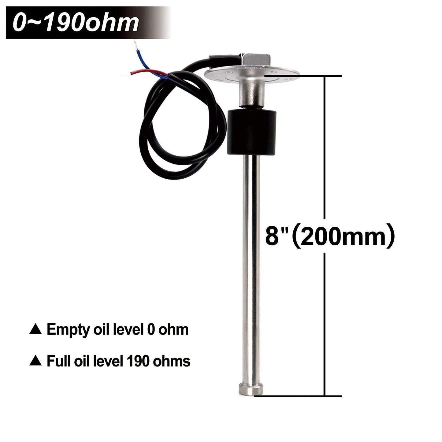 0-190 Ohm Stainless Steel Fuel Level Sensor/Water Level Sensor, A5, for Cars, Boats, and Water Tanks, Color: mm Sensor, Parallel Import