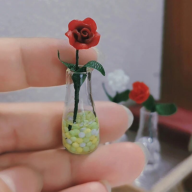 1/12スケール ドールハウス用 ミニチュア観葉植物 盆栽 フェイクフラワーバスケット ドールアクセサリー ミクロランドスケープ 情景モデル 並行輸入品