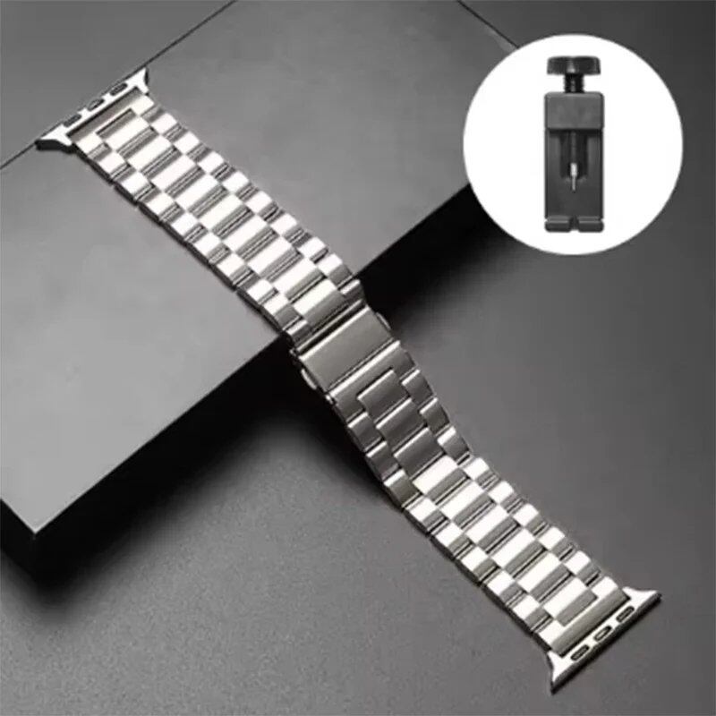 Stainless steel metal band bracelet for Apple Watch Ultra 2/Series 10, 9, 8, 7, 6, 5, and 4 (38/40/41/42/44/45/46/49mm) Band Color: mm Parallel Import