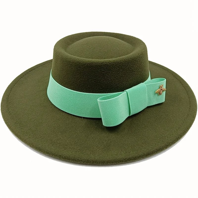 Winter Bowtie Fedora Hat with Textured Surface, Flat Top, and Elastic Band. Red. Men's and Women's Jazz Hat. Sizes: 56-58cm. Ships from: Parallel Import.