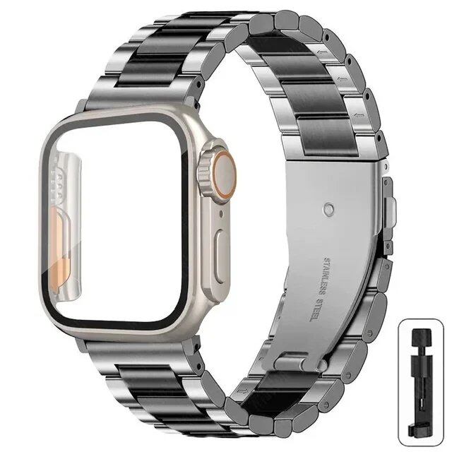 Huawei Watch Fit 4 Pro / Fit 3 / Fit 4 Pro Ultra Rugged Case + Stainless Steel Band Metal Wristband Accessory Band Color: Parallel Import