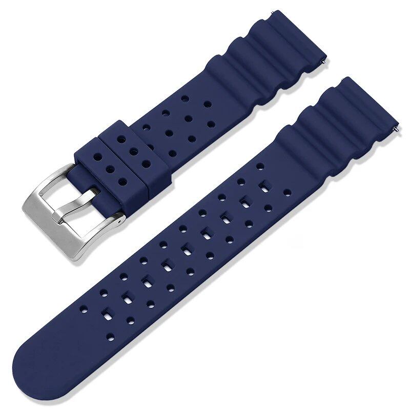 20mm/22mm Silicone Strap Compatible with Seiko/Omega/Longines Aqua Ghost Dive Watches, Black & Green, Waterproof, Replacement Watch Band, Band Color: mm, Parallel Import