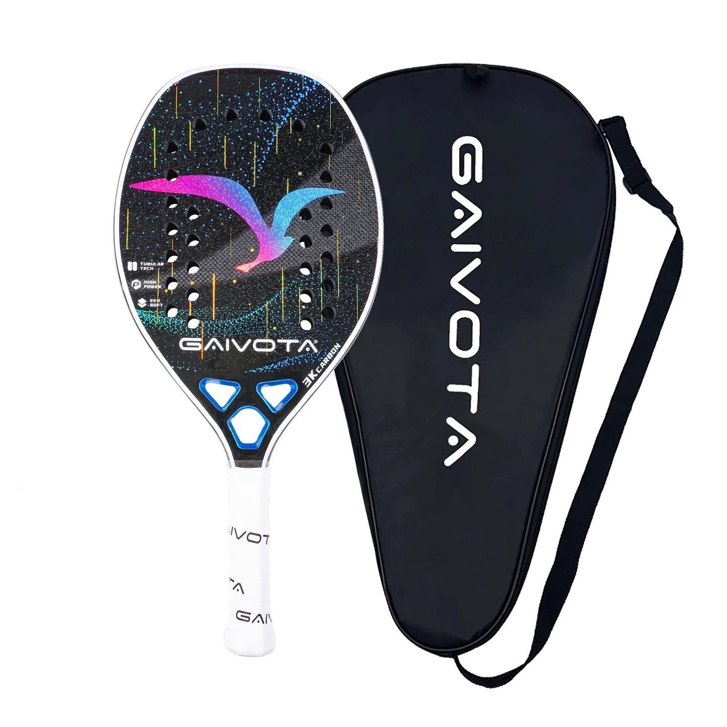 GAIVOTA 2025 Carbon Fiber Beach Tennis Racket, 3K, for Junior to Senior Professional Players + Backpack, Color: BTG-2503-3K-1; Parallel Import