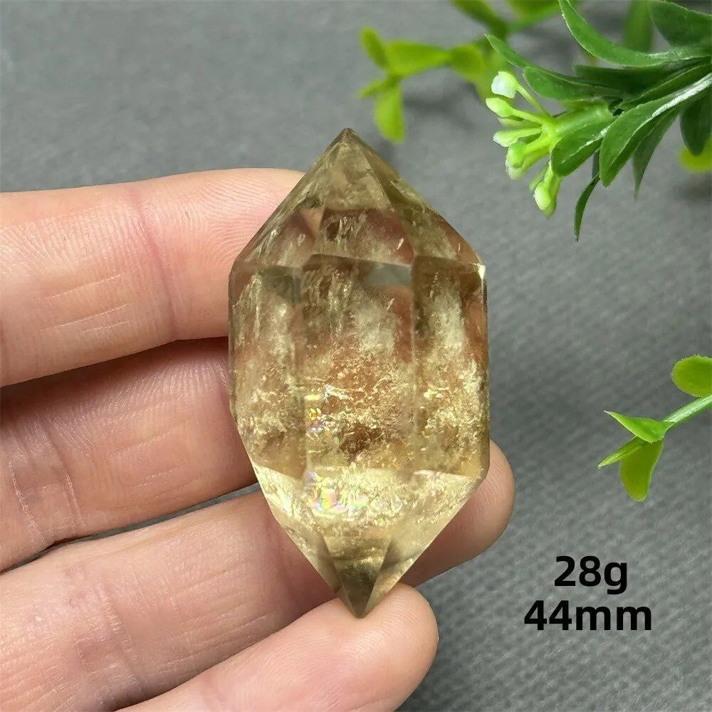1個 天然シトリンオーラ六角両先端クリスタルワンド スピリチュアル瞑想ヒーリングストーン ホームデコレーション ガーデンフェスティバルアクセサリー カラー: 並行輸入品