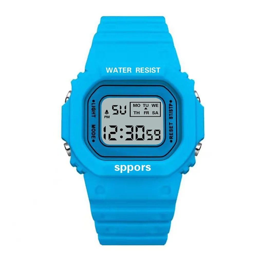 YIKAZE Sports Watch, Unisex, Student-Friendly, LED Electronic Watch, Colorful Square Shape, Waterproof, Rubber Strap, Parallel Import