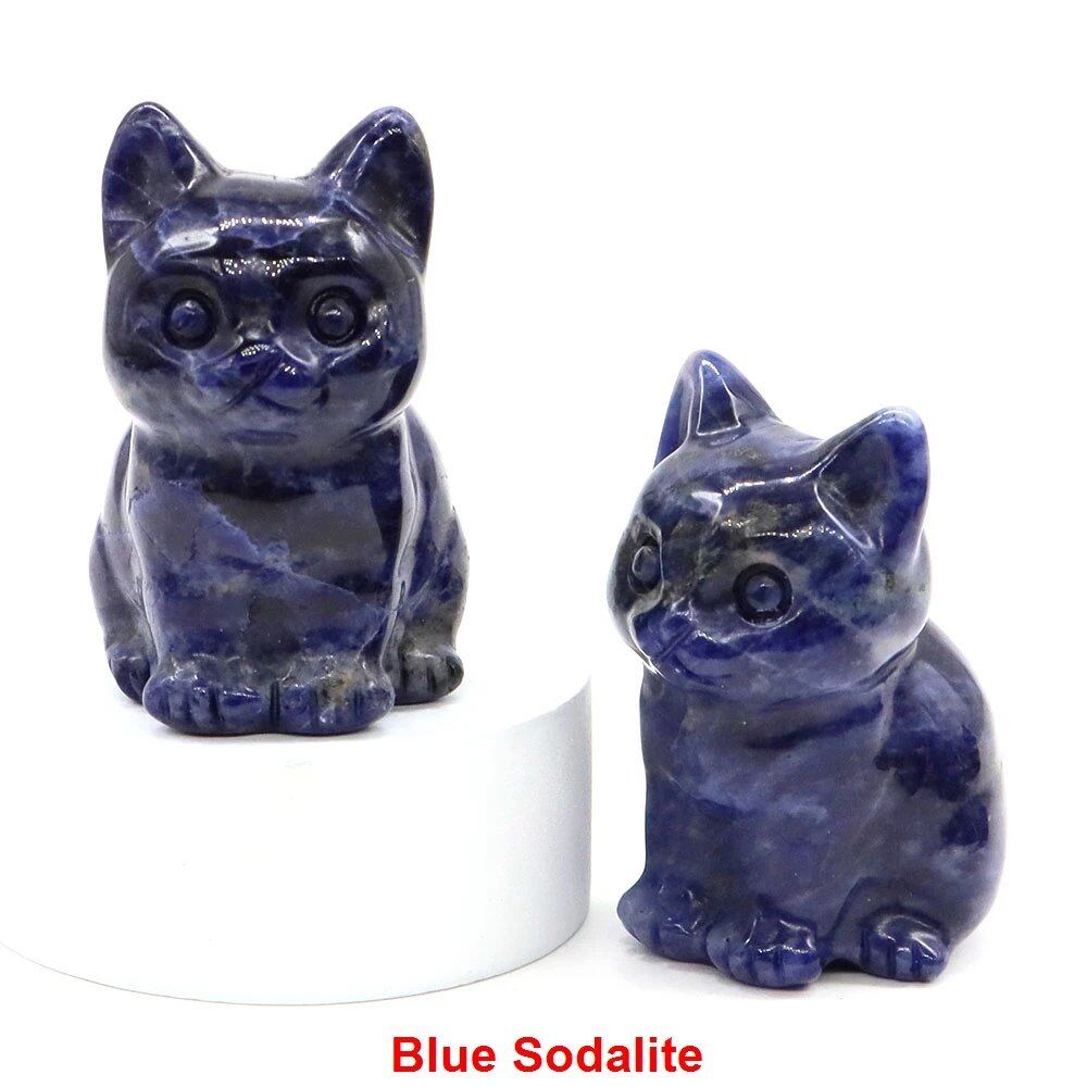1.8-inch Natural Stone Cat Figurine, Handmade Animal Sculpture, Healing Crystal Amethyst, Craft, Chakra Meditation, Home Decor, Gift, Size: 1 Piece; Parallel Import