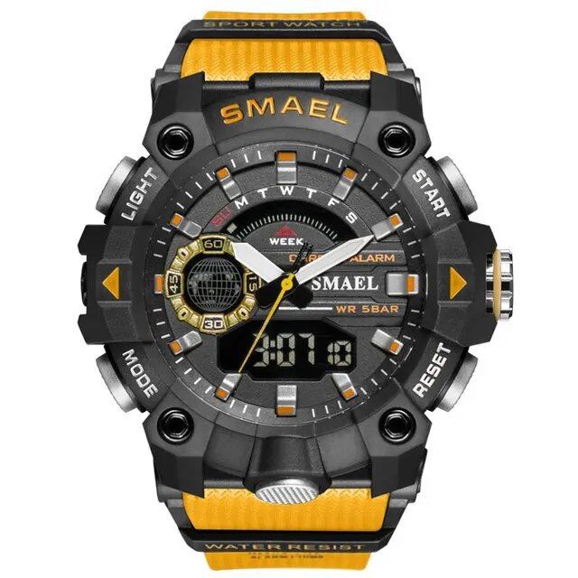 SMAEL Men's Sports Watch, Shock Resistant, 50M Water Resistant, LED Alarm, Stopwatch, Military Style, 8040, Color: Parallel Import