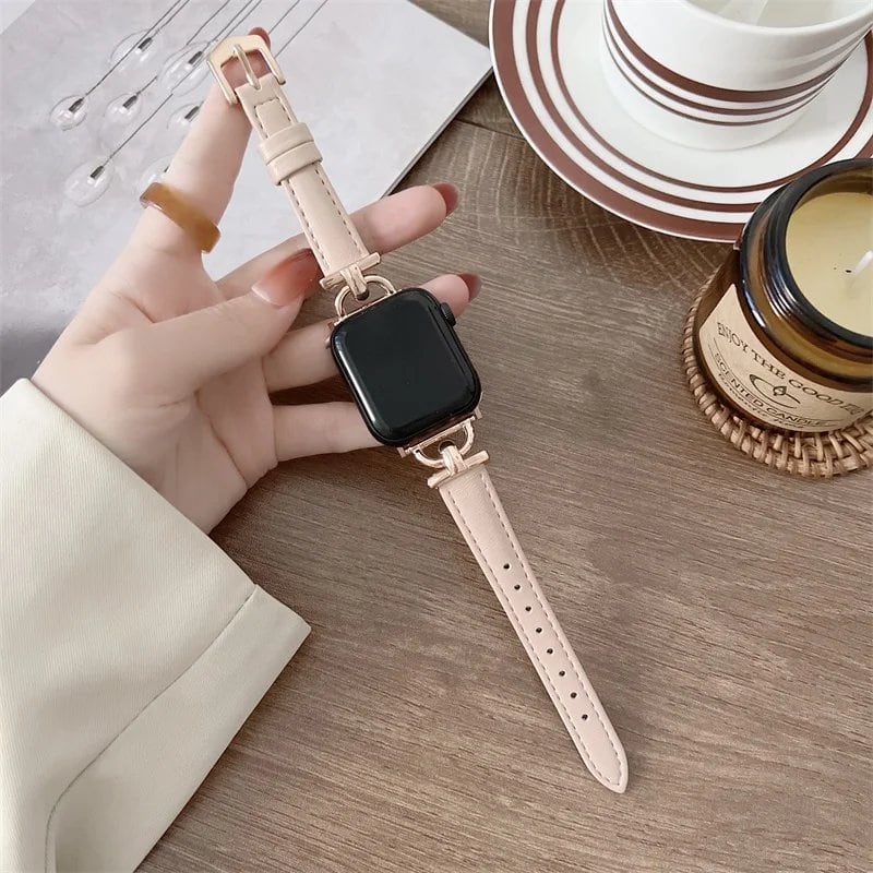 Genuine Apple Watch Leather Strap, Compatible with iWatch Series 8/7/6/SE/5/4/3, 44mm, 41mm, 45mm, 38-42-40mm, Ultra, and 49mm Bands. Parallel Import.