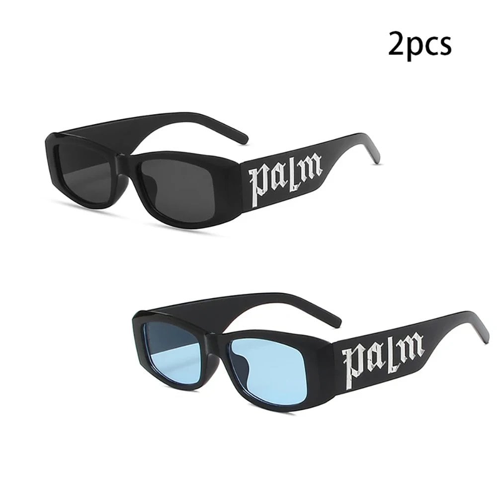Set of 2 Colorful Candy-Colored Stylish Wide-Leg Sunglasses, Unisex, UV Protection, Candy-Colored Lettering, Lens Color: Parallel Import