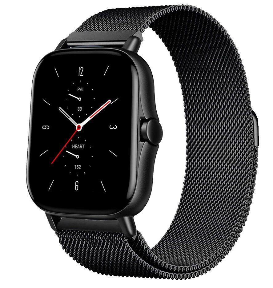 Magnetic Loop Mesh Smartwatch Band for Amazfit GTS/GTR/Bip 5 (Compatible with 20mm/22mm/47mm Watches) - Metal Mesh Strap, Band Color: mm; Ships from: Parallel Import