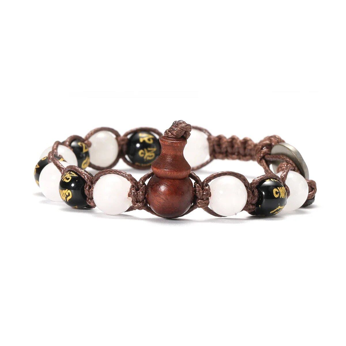 Natural Stone Prayer Bracelet, Tibetan Prayer Beads, Handmade Men's and Women's Bracelet, Yoga & Meditation Jewelry, Metal Color: Style, Parallel Import