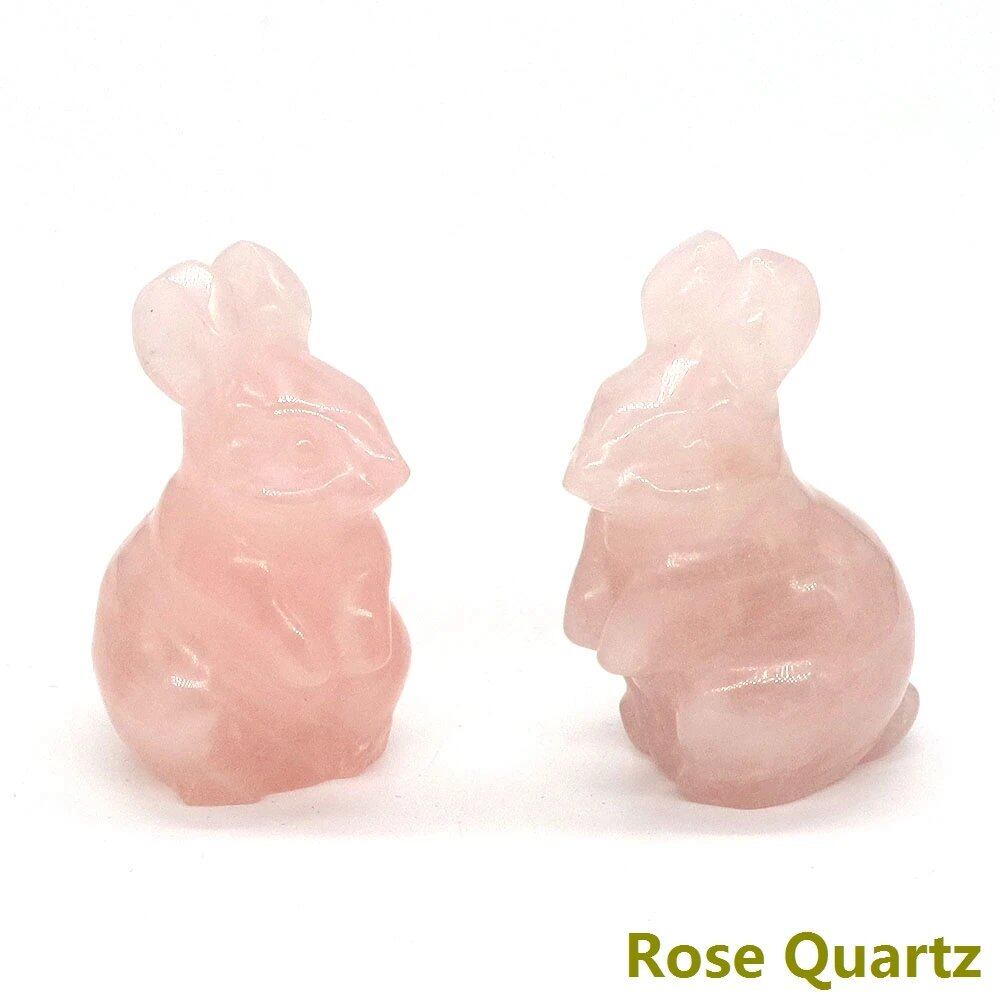1.5-inch Easter Rabbit Figurine, Micro Landscape with Natural Amethyst and Rose Quartz Carved Healing Crystals, Spiritual Home Decor, Size: Parallel Import