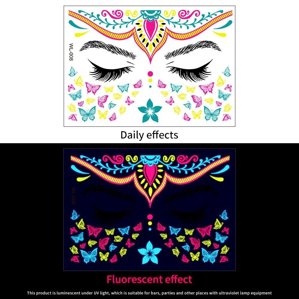 1/5/8-Piece 3D Face and Eye Tattoo Stickers for Party Makeup, Diamond Rhinestone Stickers, Self-Adhesive Mixed Crystal Face Decoration Stickers, Parallel Import