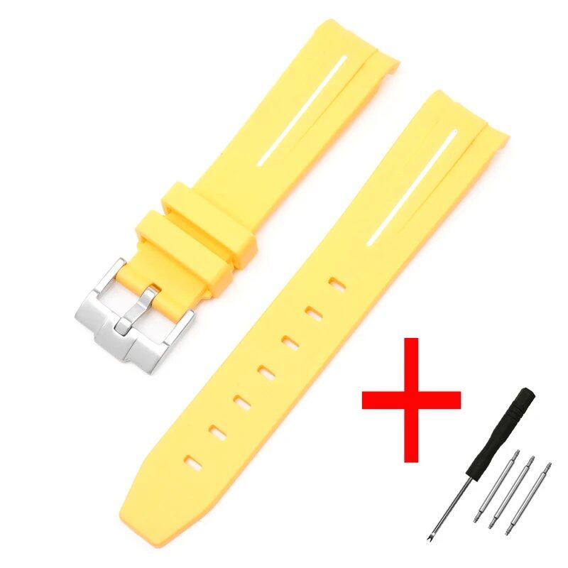 New 20mm Bent End Rubber Watch Strap for Omega Moonwatch, Joint Constellation, Men's Waterproof Sports Watch Band, Band Color: 20mm; Band Width: 20mm, Parallel Import