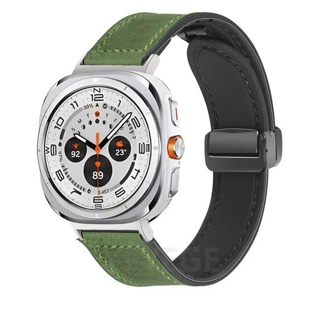 サムスンギャラクシーウォッチUltra 47mm用 レザーシリコンブレスレット マグネット式スポーツバンド ウォッチULTRA7 47mm対応 隙間なしストラップ サイズ:ギャラクシーウルトラ 47mm;バンドカラー: 並行輸入品