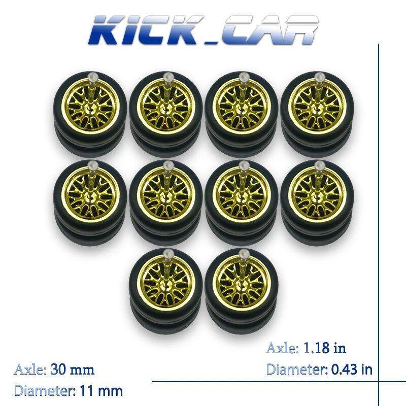 1/64 Scale Wheels with Fixed Rubber Tires, Branch Spokes, Refit Parts for Toy Models and Diecast Cars, Compatible with Hot Wheels (5 Sets for 5 Cars), Color: MMW, Parallel Import