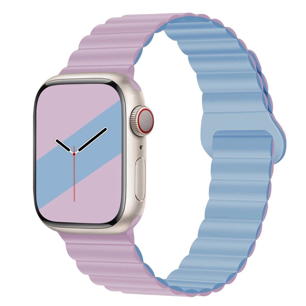 Silicone Loop Magnetic Strap for Apple Watch - Compatible with iWatch Series 8/SE/6/7/Ultra 2/9/10 (44mm/40mm/45mm/49mm/41mm/42mm/46mm) - Band Color: mm; Ships from: Parallel Import