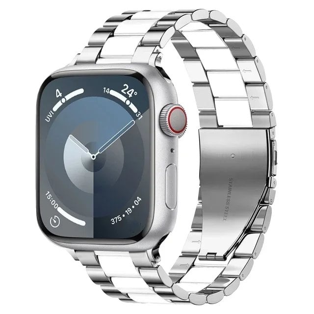 Stainless steel metal band compatible with Apple Watch 10, 9, 8, 7, 46mm, 45mm, 41mm, Ultra2, 49mm, men's and women's replacement strap, iWatch 6 strap, band color: parallel import