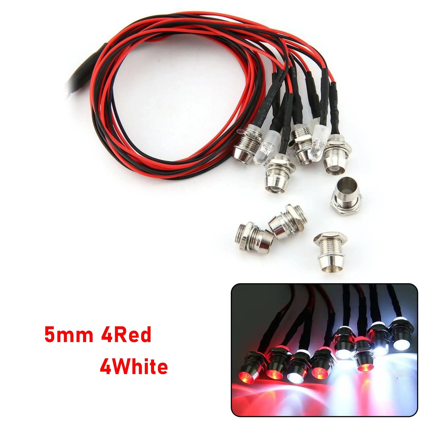 1/10, 1/8, 1/12 Scale RC LED Light Kit with Headlights and Taillights - Compatible with Traxxas, HSP, HPI, MN99, MN90, and WLtoys RC Cars, Trucks, Crawlers, and Drift Cars. Color: Parallel Import