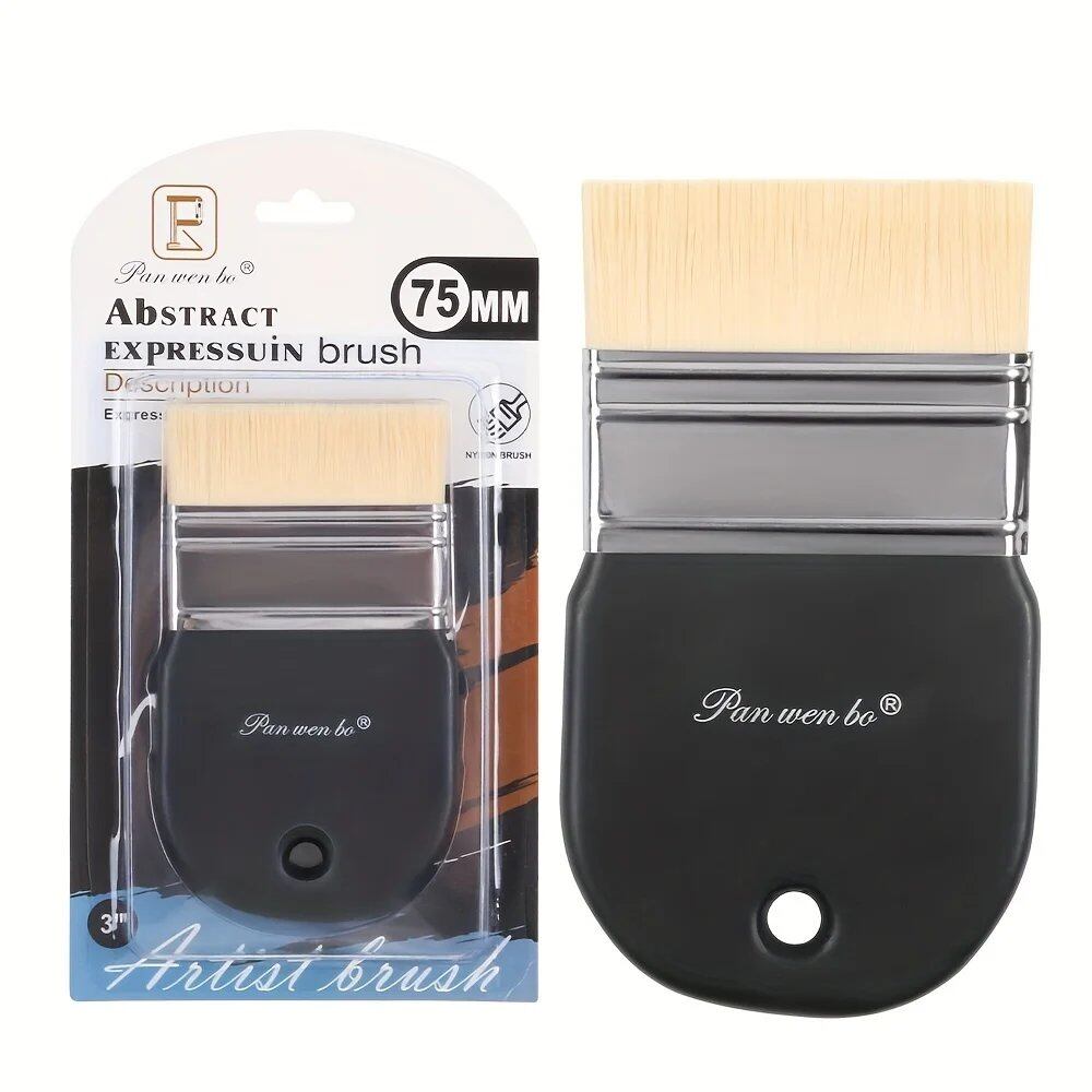 1/3" Board Brush, Nylon Paintbrush, Wooden Paint Brush for Gouache, Watercolor, Oil, Acrylic, Wall Painting, Art Supplies, Parallel Import