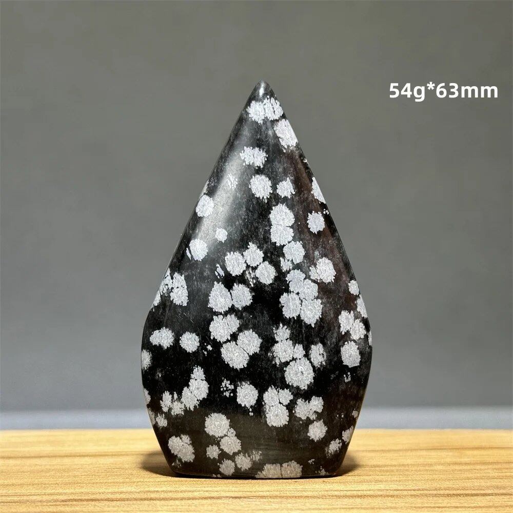 Snowflake Obsidian Freeform Ornament with Natural Quartz, Reiki, Meditation, Healing, Witchcraft, Energy Decoration, Home Gift, Color: Parallel Import