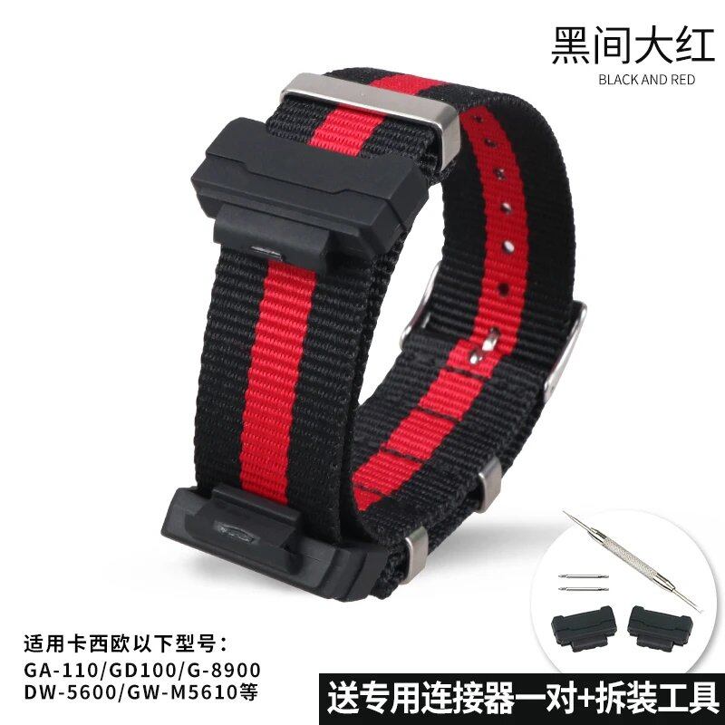 Camouflage Nylon Watch Strap for G-SHOCK - Compatible with CASIO G-SHOCK GA-110/300/DW6900/GD120/G-5600/GW-M5610/GLS8900, Imported