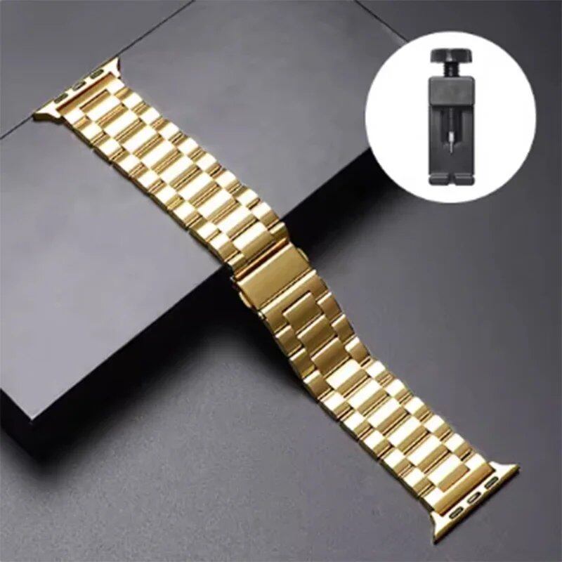 Stainless steel metal band bracelet for Apple Watch Ultra 2/Series 10, 9, 8, 7, 6, 5, and 4 (38/40/41/42/44/45/46/49mm) Band Color: mm Parallel Import