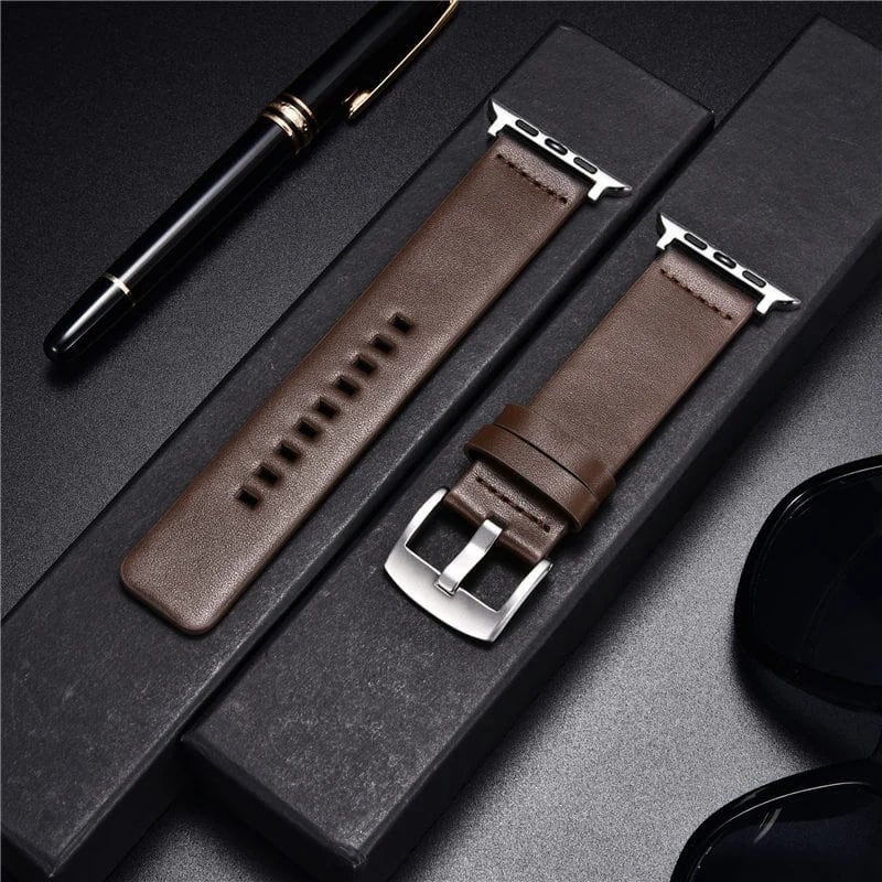 Simple Genuine Leather Strap for Apple Watch Series 8/7/6/SE/5/4/3, 38/40/41mm, 42/44/45mm, Band Color: mm, Parallel Import