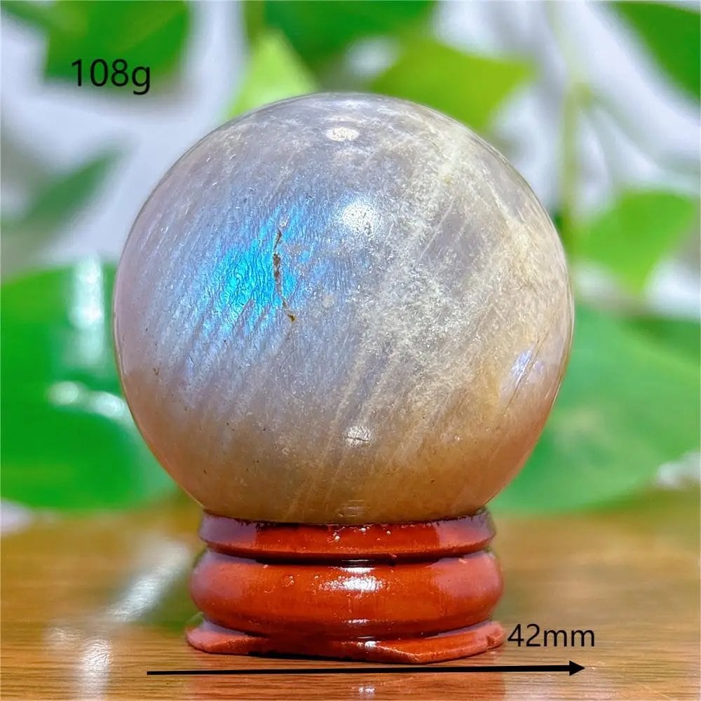 Moonstone Sphere Crystal, Natural Quartz Stone, Home Decor, Mineral, Reiki, Craft, Gift, Energy, Healing, Spiritual, Love, with Stand, Parallel Import