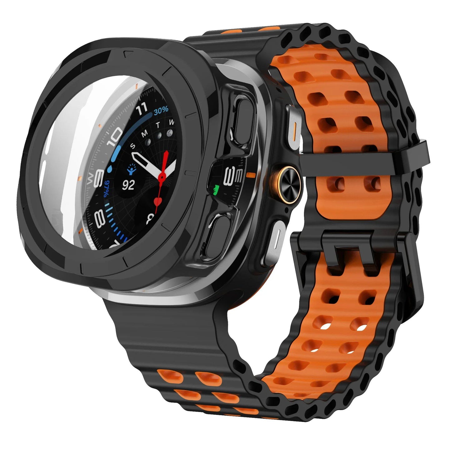 Samsung Galaxy Watch Ultra 47mm Sport Silicone Band, Marine Band + Case, Watch Band Accessory, Color: Compatible with Ultra 47mm Dial Diameter, Parallel Import