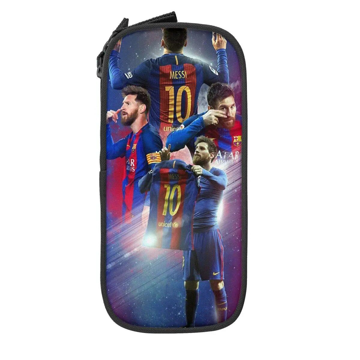 Soccer Messi Pencil Case, Large Capacity, Student Pencil Case, Stationery, School Supplies, Makeup Pouch, Size: L; Parallel Import