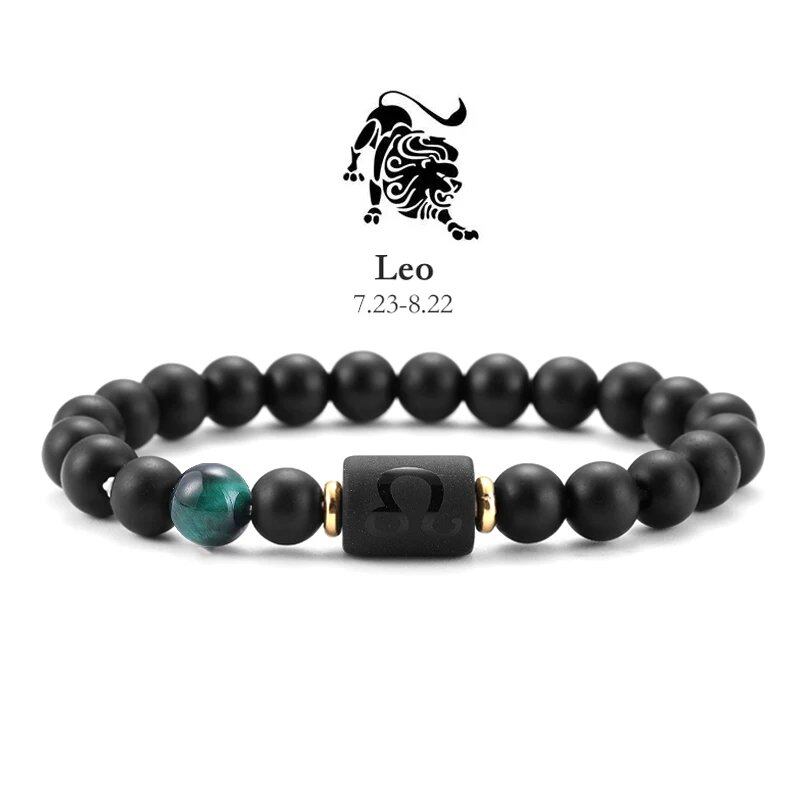 12 Zodiac Signs Bracelet with Natural Stones, Capricorn, Virgo, Leo, and Libra, for Men and Women, Couples, Friends, and Couples; Jewelry Gift; Length: 18-19cm, Parallel Import