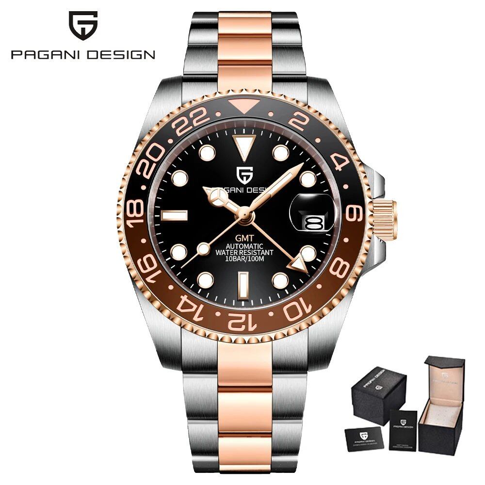 Pagani Design Model 40mm GMT Mechanical Watch with Sapphire and Ceramic Bezel, Automatic, Stainless Steel, 100m Water Resistance, Parallel Import