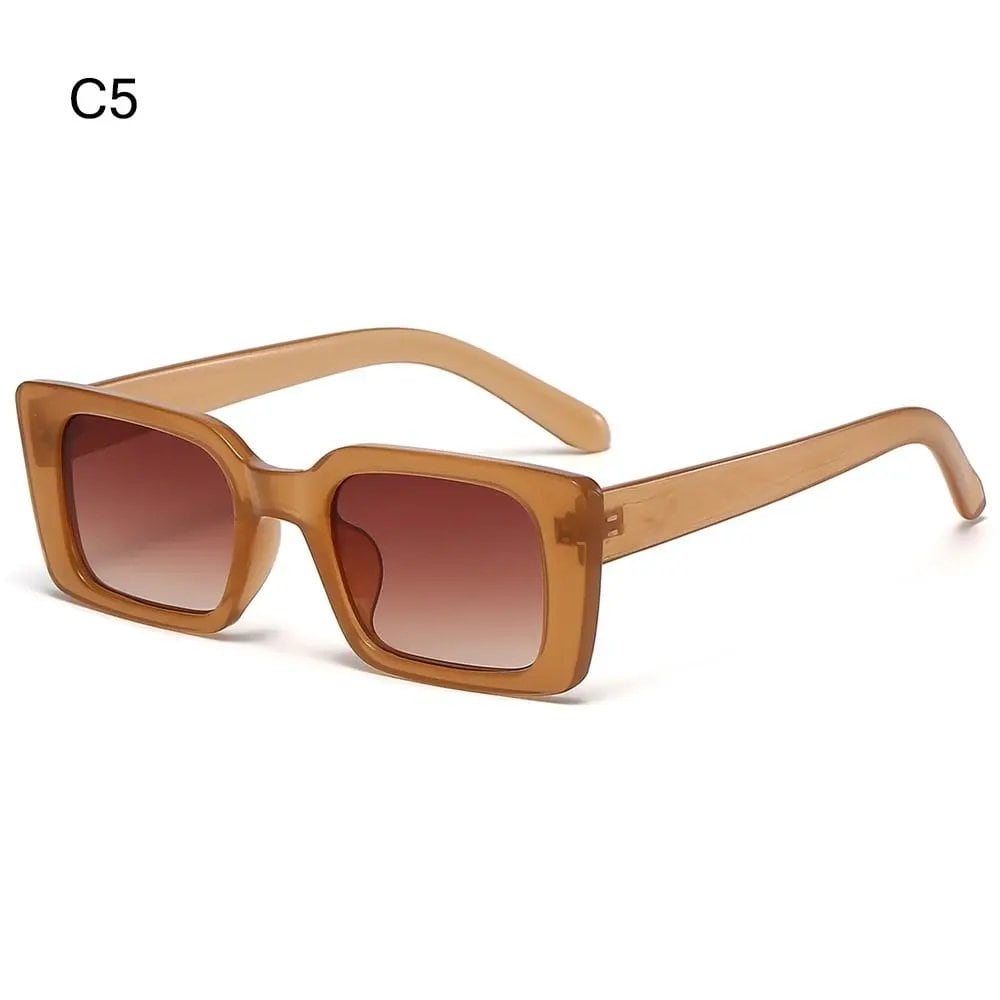 Retro Square Sunglasses for Women, Leopard Print Striped Sunglasses, UV400 Protection, Fashion Rivets, Men's Clear Gradient Sunglasses, Parallel Import